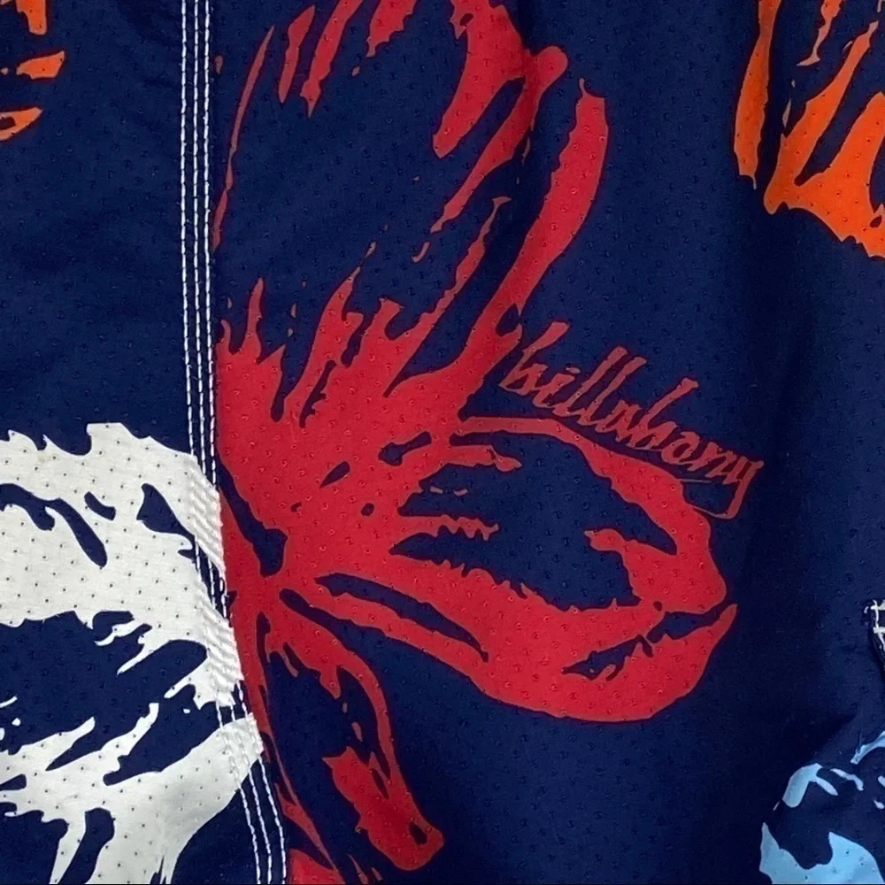 Billabong Floral Laced Front Swim Board Shorts Men's 32 Blue‎